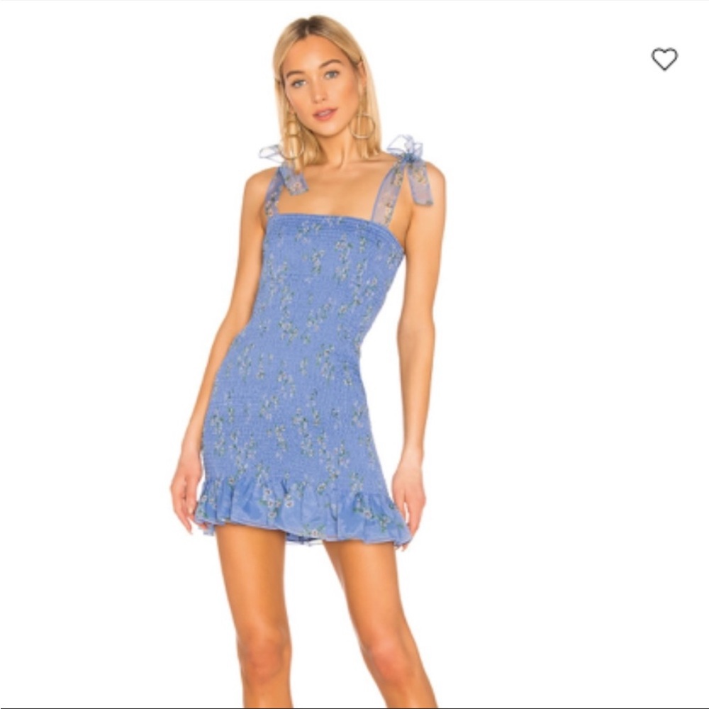 smocked revolve floral mini dress